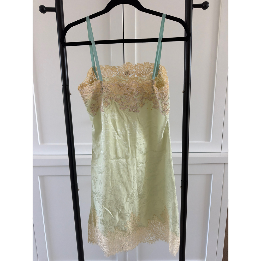 Zara Light Green Lace Trim Slip Dress - Picture 2 of 3